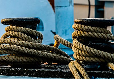 shipping rope on cargo ship dock